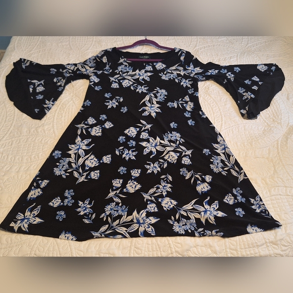 Ralph Lauren Black and Blue Floral Dress - Picture 5 of 11